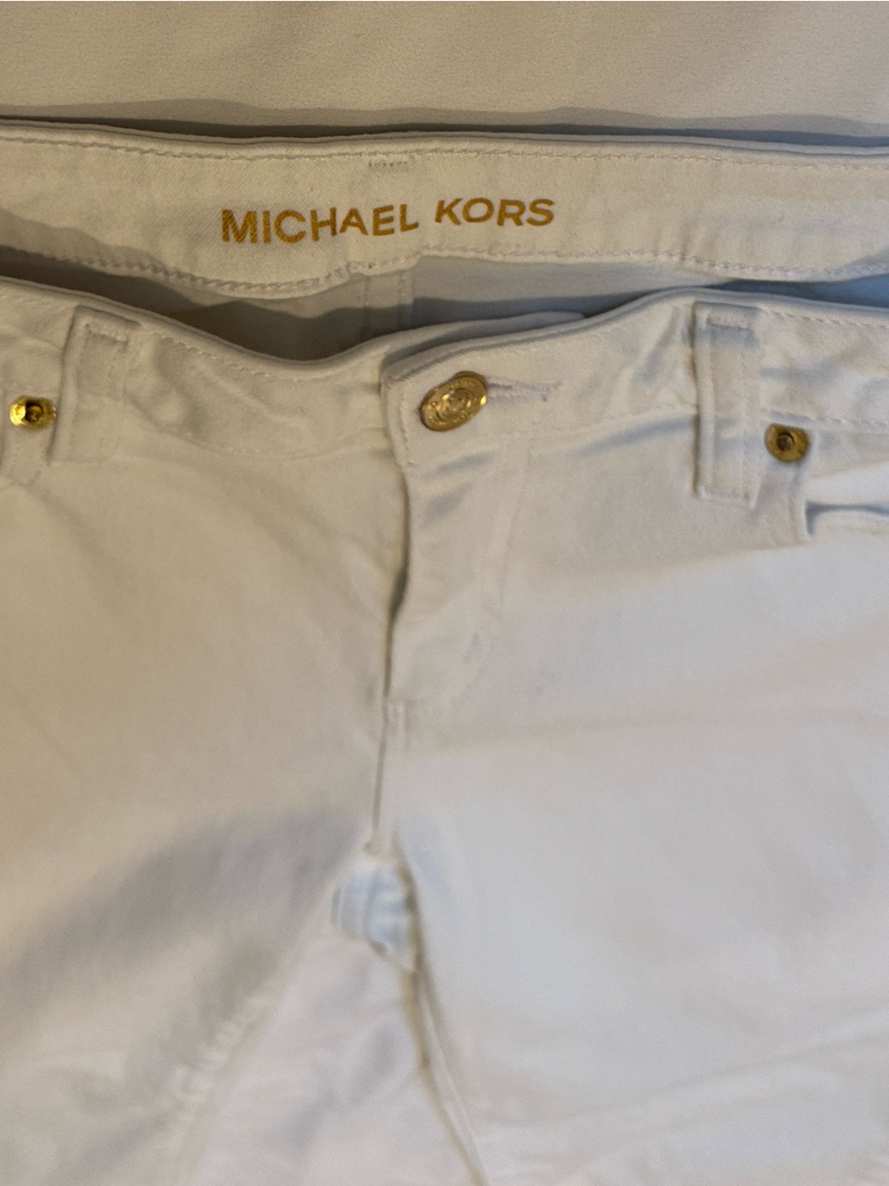 Michael Kors White Stretch Izzy Cropped Skinny Jeans Women’s Size 6 Summer Gold